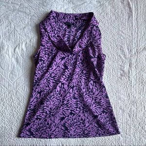 Banana Republic Factory navy and purple cowl neck floral blouse